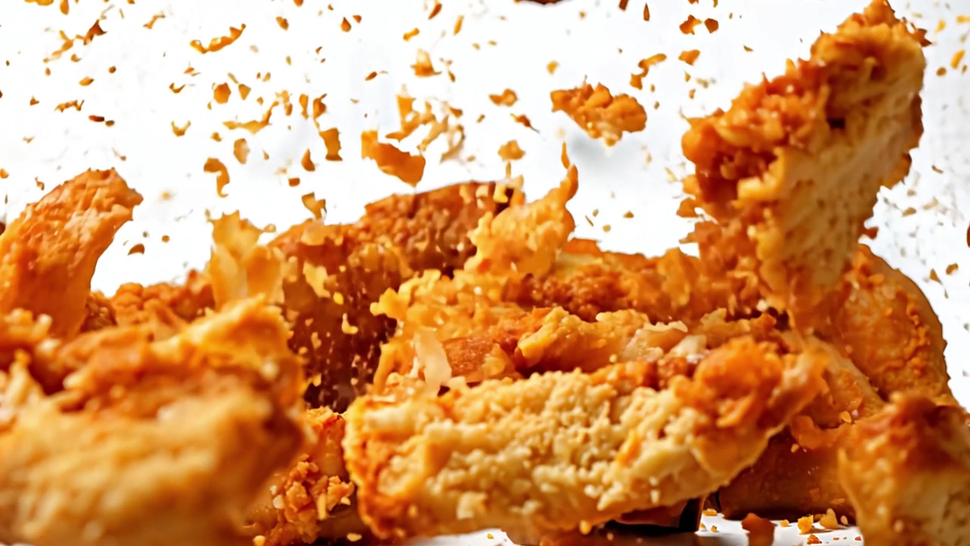 A dense pile of crispy fried chicken pieces